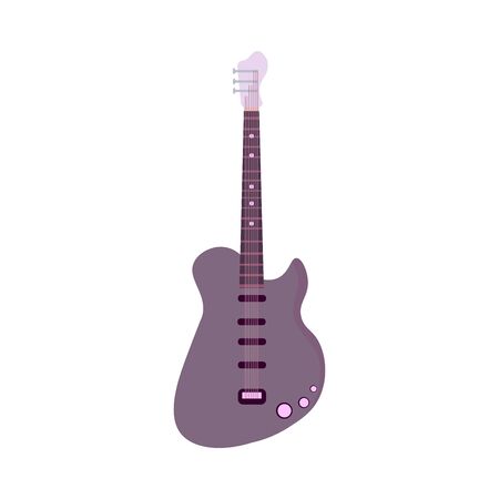 String electric guitar isolated on white background. Cartoon musical instruments in flat style. Guitar cute icon design. Vector illustrationのイラスト素材