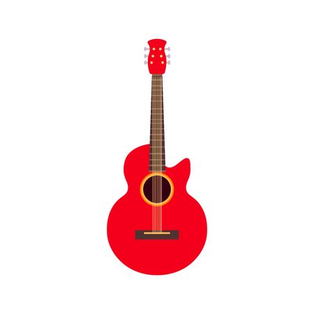 String electric guitar isolated on white background. Cartoon musical instruments in flat style. Guitar cute icon design. Vector illustrationのイラスト素材