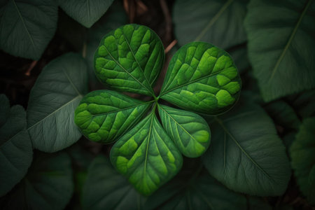 Clover leaf background. Green leaf background. Generative AIの素材