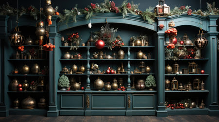 Christmas decorations in classic style. Christmas interior.の素材