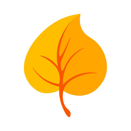 A single yellow autumn leaf contrasts against a plain white background.のイラスト素材