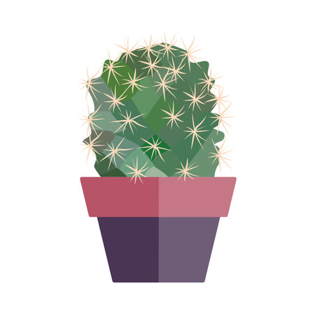 A cactus plant in a terracotta pot, isolated on a plain white background.のイラスト素材