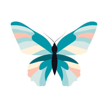 A blue butterfly showcasing striped patterns on its wings.のイラスト素材
