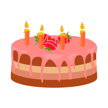 A pink cake with lit candles on top, ready for a celebration.