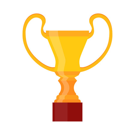 A shining golden trophy cup with a vibrant red base, symbolizing victory and achievement.のイラスト素材