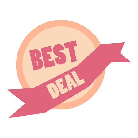 A pink best deal sign displayed with a pink ribbon.のイラスト素材