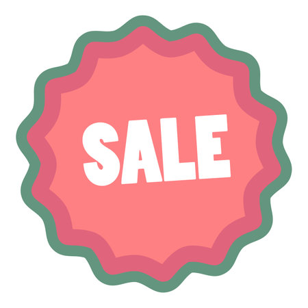 A pink and green seal with the word sale written on it.のイラスト素材