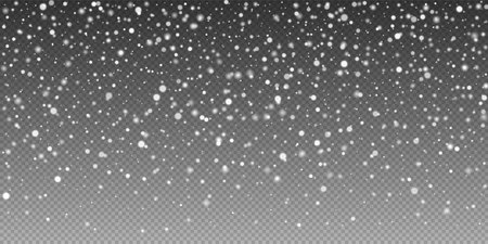 Blurry snowstorm with gentle snowflakes. Wintery flake shower, creating a festive snow covered landscape. Transparent design ideal for holiday banners and New Year themes.のイラスト素材