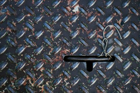 metal sidewalk hatchの写真素材