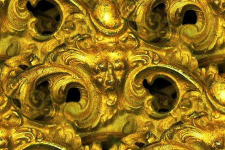 expressive face on antique brass inkwell standishの写真素材