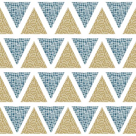 Vector Geometric Green Gold Triangles on White Background Seamless Repeat Pattern