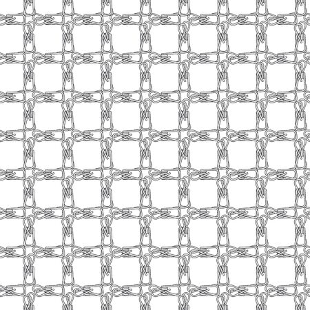 Vector Gray Wire Clips Grid on White Background Seamless Repeat Pattern. Background for textiles, cards, manufacturing, wallpapers, print, gift wrap and scrapbooking.のイラスト素材