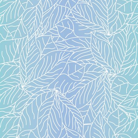 Vector Flowers Line Art Scattered on Blue Aqua Background Seamless Repeat Pattern. Background for textiles, cards, manufacturing, wallpapers, print, gift wrap and scrapbooking.のイラスト素材