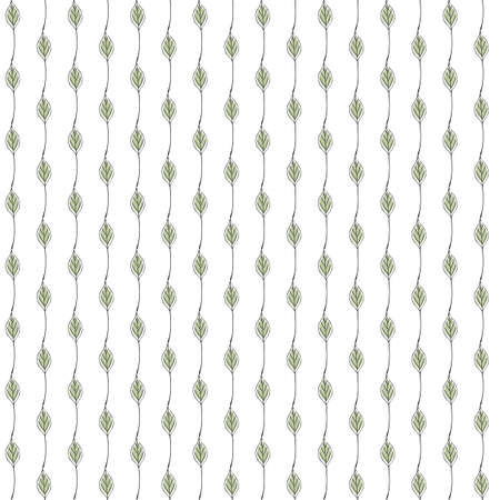 Vector Green Leaves on White Background Seamless Repeat Pattern. Background for textiles, cards,...