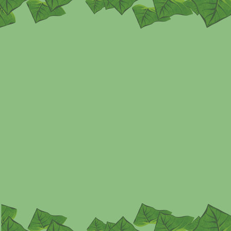 Green leaves frame over green background. Vector illustration. Eps 10.