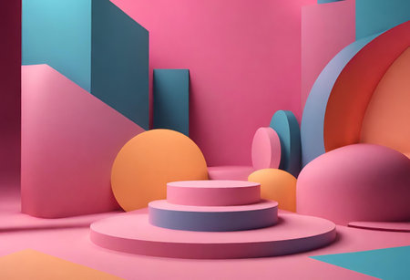 Minimal scene with geometrical forms. Abstract background. 3d renderの素材