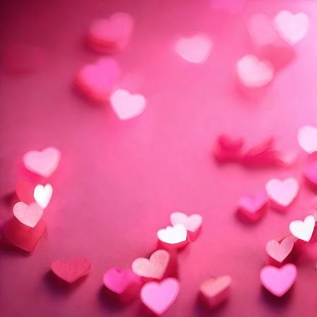 Valentine's day background with pink hearts on a pink backgroundの素材