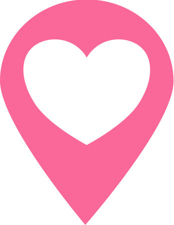 Heart icon, pin location icon ,vector illustration. Flat design style with pink hearts. valentine's day symbolのイラスト素材