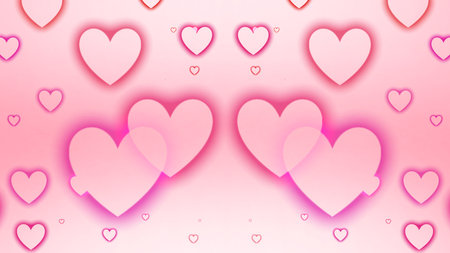 Valentine's day background with pink hearts. Vector illustration.