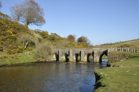Landacre Bridge over River Barle near Withypool, Exmoorの写真素材
