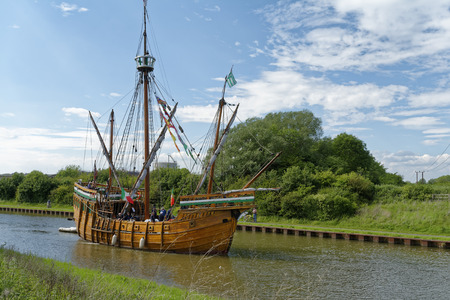 Replica of  John Cabot's ship Matthew, Gloucester Sharpness Canalのeditorial素材
