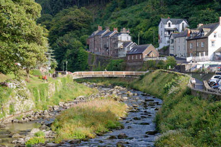 East Lyn River, Lynmouth, Exmoor Coast, Devon, UKのeditorial素材