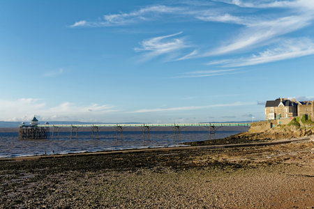 Clevedon Bay and Pier, Clevedon, North Somerset, UKの写真素材