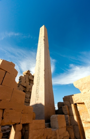 A large towering Obelisk in the ancient Karnak Temple site in Luxor, Egyptの写真素材