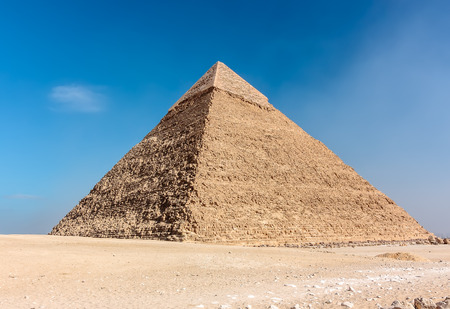 The pyramid of Khafre  on the desert plateau above Cairoの写真素材