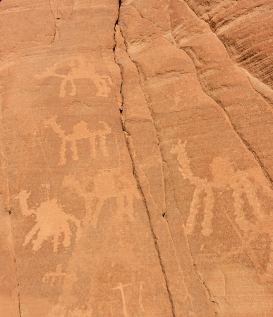 Ancient rock drawings in the Sinai desertの写真素材
