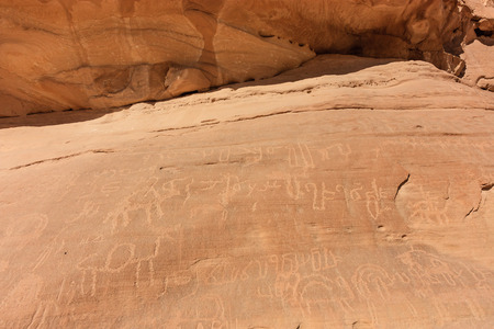 Ancient rock drawings in the Sinai desertの写真素材