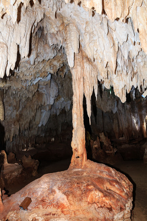 A natural column in an underground cave systemの写真素材