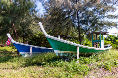 Traditional longtail boats in Thailandの写真素材