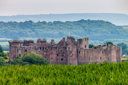 The imposing Raglan Castle in Wales (Britain)のeditorial素材