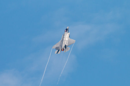 FAIRFORD, ENGLAND - JULY 13: Lockheed Martin F-35A Lightning II Stealth Fighter of the USAF Heritage...