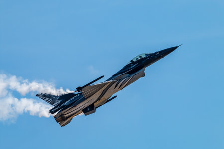 RNAS YEOVILTON, ENGLAND - July 07, 2018: A Belgian Air Force F-16 aircraft at the Yeovilton Air Day...