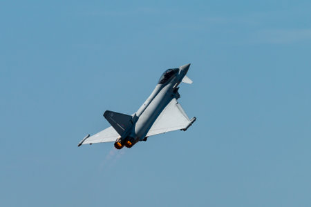 RNAS YEOVILTON, ENGLAND - July 07, 2018: A Royal Air Force Eurofighter Typhoon FGR4 aircraft at the...