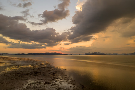 Aerial view of a beautiful tropical sunset from Koh Yao Noi island, Thailand