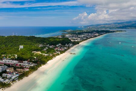 Aerial drone view of the island of Boracay in the Philippinesの写真素材