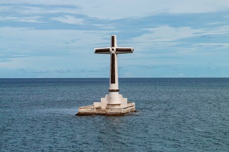 The famous Sunken Cemetery in late evening on Camiguin Islandの写真素材