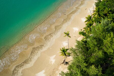 Aerial drone view of a deserted tropical beach in Thailand during the Coronavirus lockdown and travel bansの写真素材