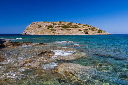 Ancient Minoan ruins on a small island off the fishing village of Mochlosの写真素材