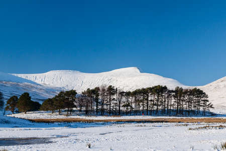 Beautiful snow covered landscape on a bright, crisp, sunny day (Brecon Beacons)の写真素材