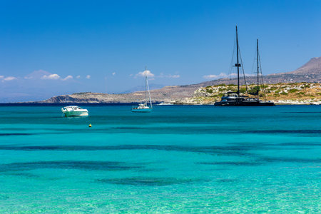 Crystal clear blue waters of the Aegean Sea on the island of Crete (Greece)