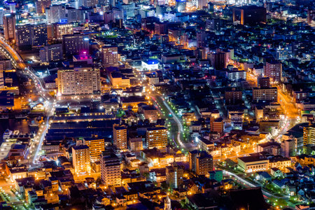 Long exposure light trails of a modern, developed city at night