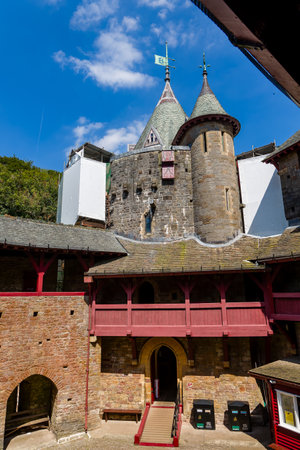TONGWYNLAIS, WALES - JULY 30 2024: Exterior of the restored medieval Castle Coch north of Cardiff, Walesのeditorial素材