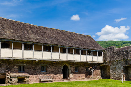 TRETOWER, WALES - JULY 19 2024: Exterior of the medieval fortified manor house of Tretower Court in Mid Walesのeditorial素材