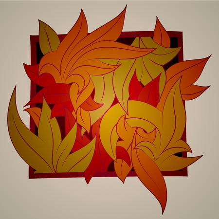 stylized ornament in the shape of leaves, angular pattern.のイラスト素材