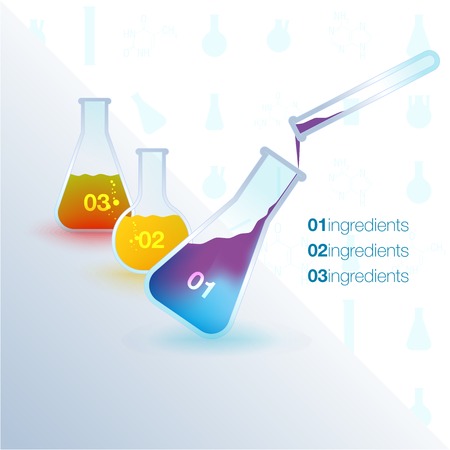 Vector flyer with test tubes and formulasのイラスト素材