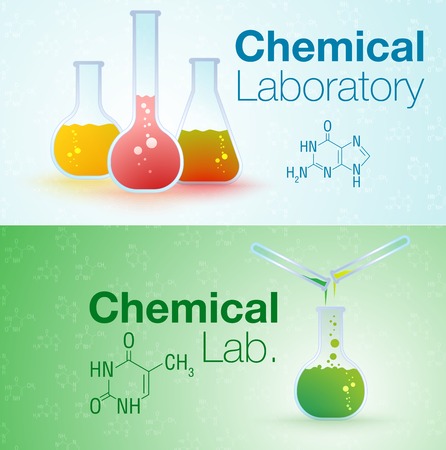 Vector flyer with test tubes and formulasのイラスト素材